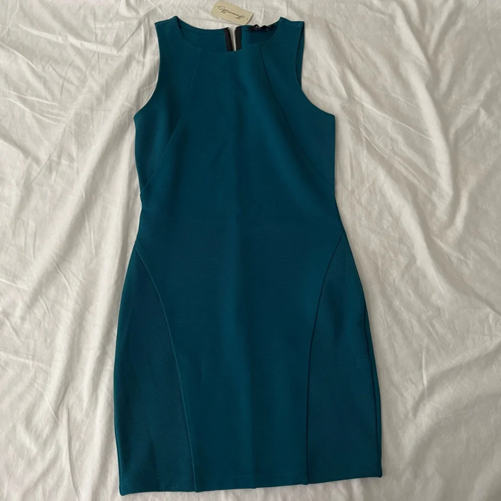 Forever 21 Sleeveless Teal Sheath Dress size medium - Picture 1 of 3